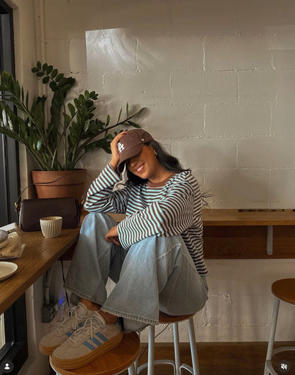Women's Striped Oversized Crew Neck Jumper