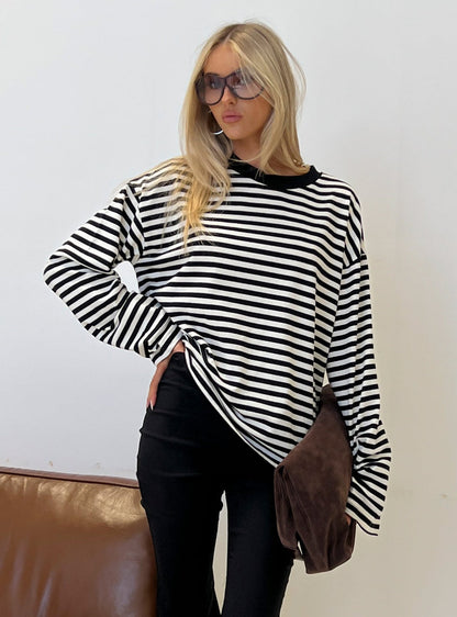Women's Striped Oversized Crew Neck Jumper