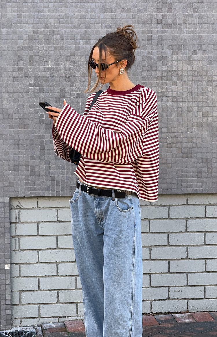 Women's Striped Oversized Crew Neck Jumper
