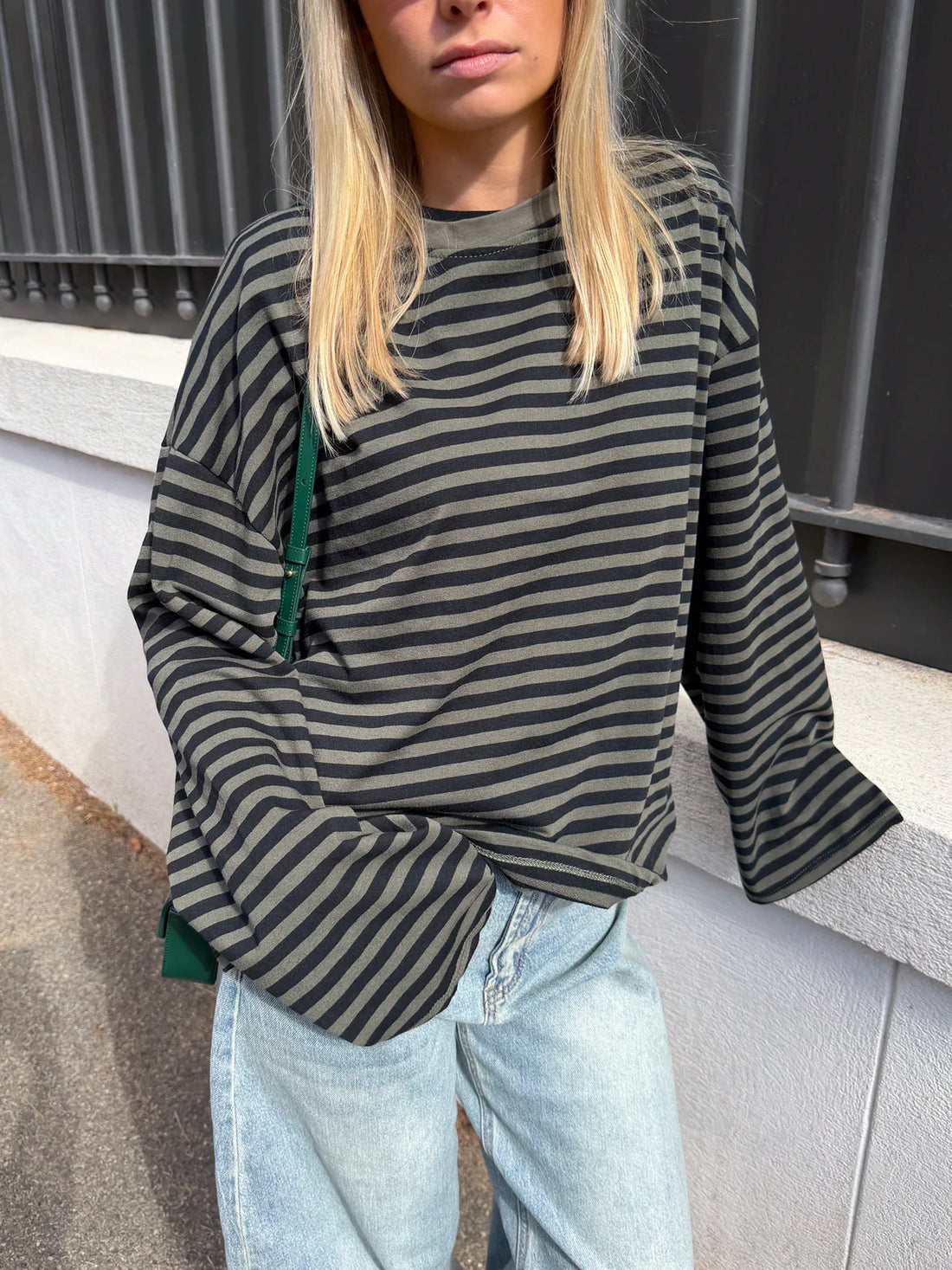 Women's Striped Oversized Crew Neck Jumper
