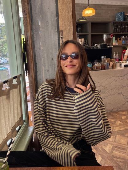 Women's Striped Oversized Crew Neck Jumper