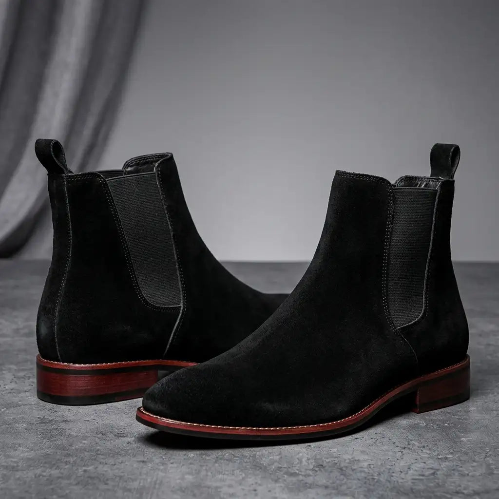 Women's Suede Chelsea Boots with Elastic Side Panels