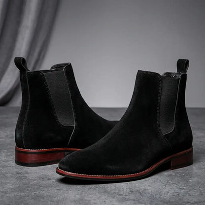 Women's Suede Chelsea Boots with Elastic Side Panels