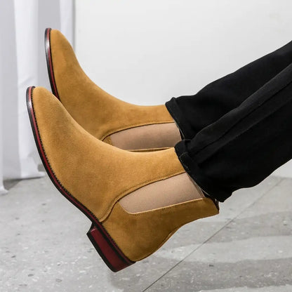 Women's Suede Chelsea Boots with Elastic Side Panels