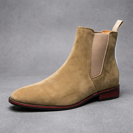Women's Suede Chelsea Boots with Elastic Side Panels