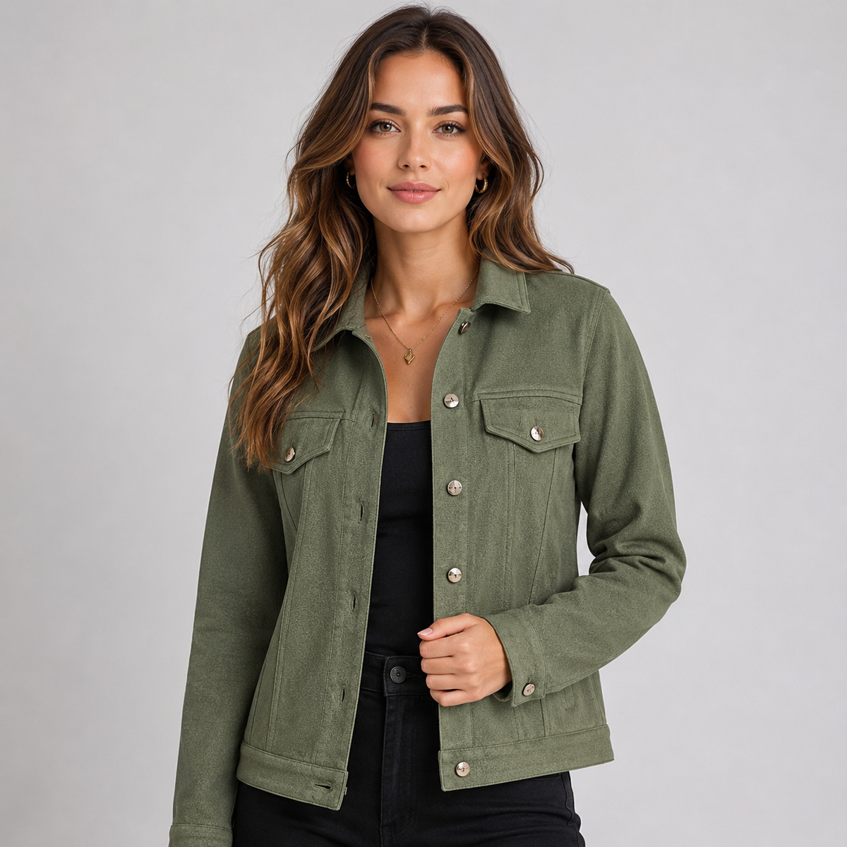 Women's Suede Look Trucker Jacket