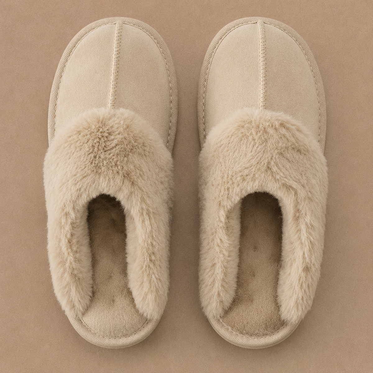 Women's Suede Mule Slippers with Warm Fur Lined House Shoes