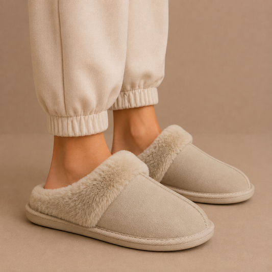Women's Suede Mule Slippers with Warm Fur Lined House Shoes