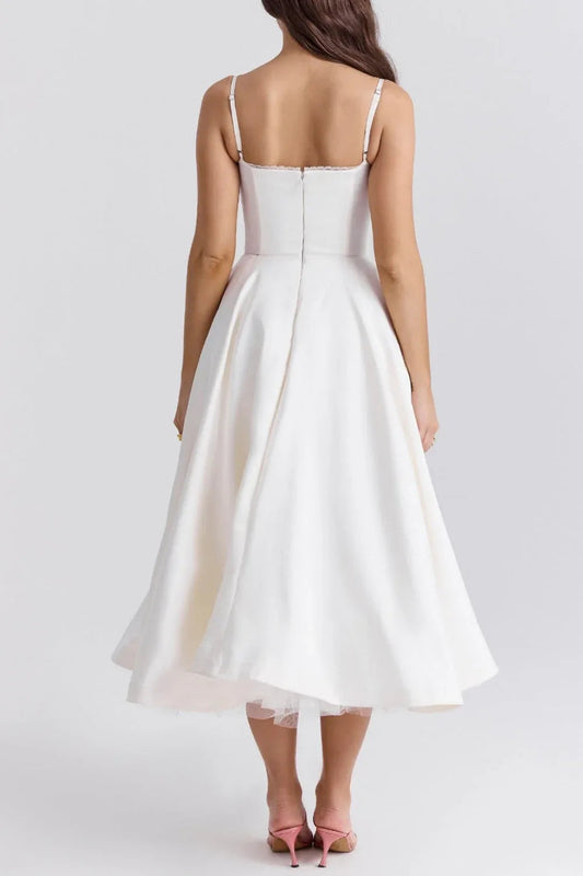 Women's Sweetheart A Line Midi Dress with Pockets