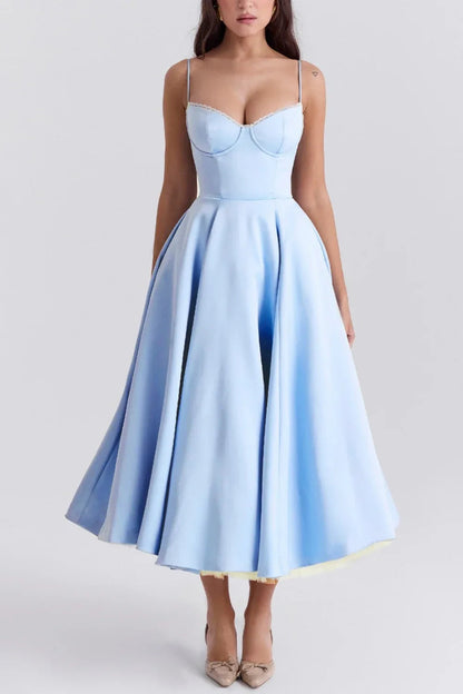 Women's Sweetheart A Line Midi Dress with Pockets