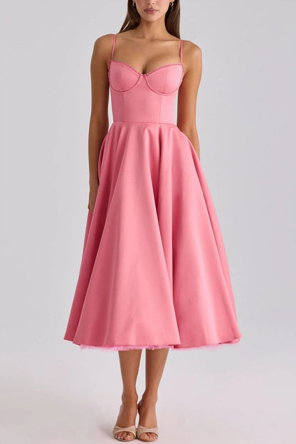 Women's Sweetheart A Line Midi Dress with Pockets