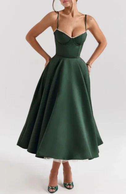 Women's Sweetheart A Line Midi Dress with Pockets