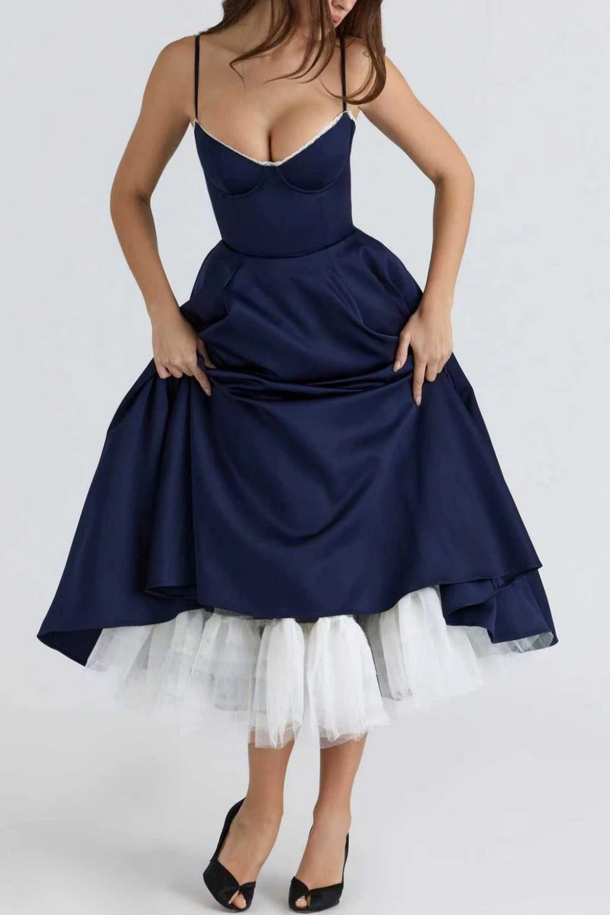 Women's Sweetheart A Line Midi Dress with Pockets