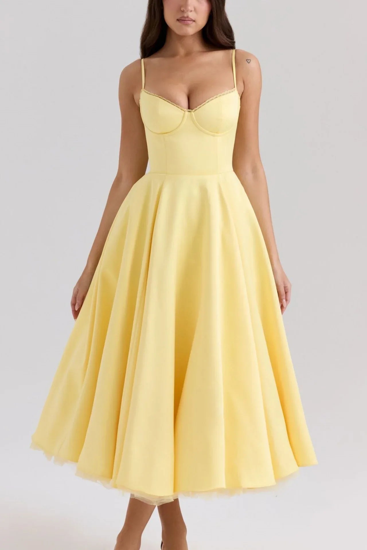Women's Sweetheart A Line Midi Dress with Pockets