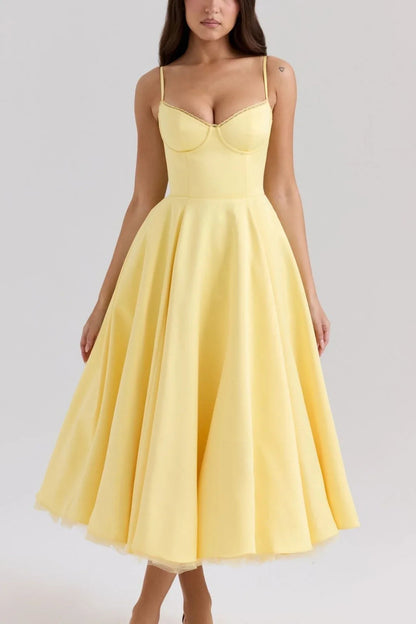 Women's Sweetheart A Line Midi Dress with Pockets