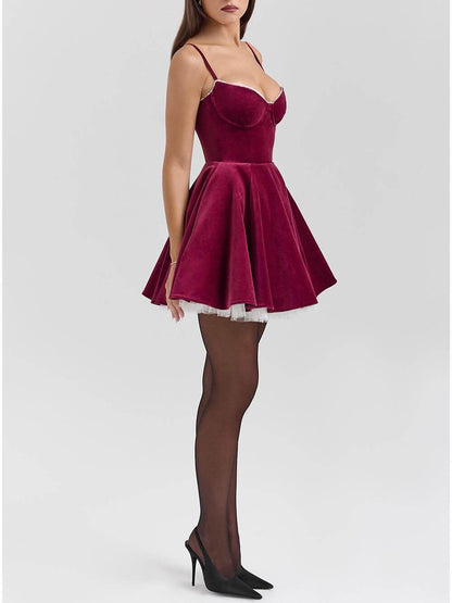 Women's Sweetheart Neck Tulle Patchwork Mini Dress