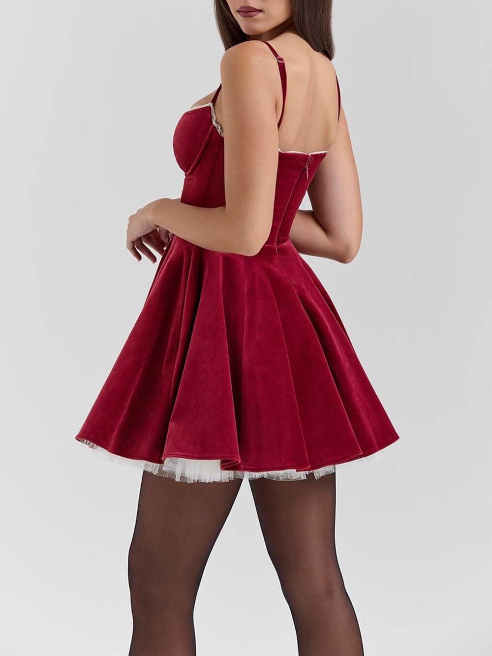 Women's Sweetheart Neck Tulle Patchwork Mini Dress