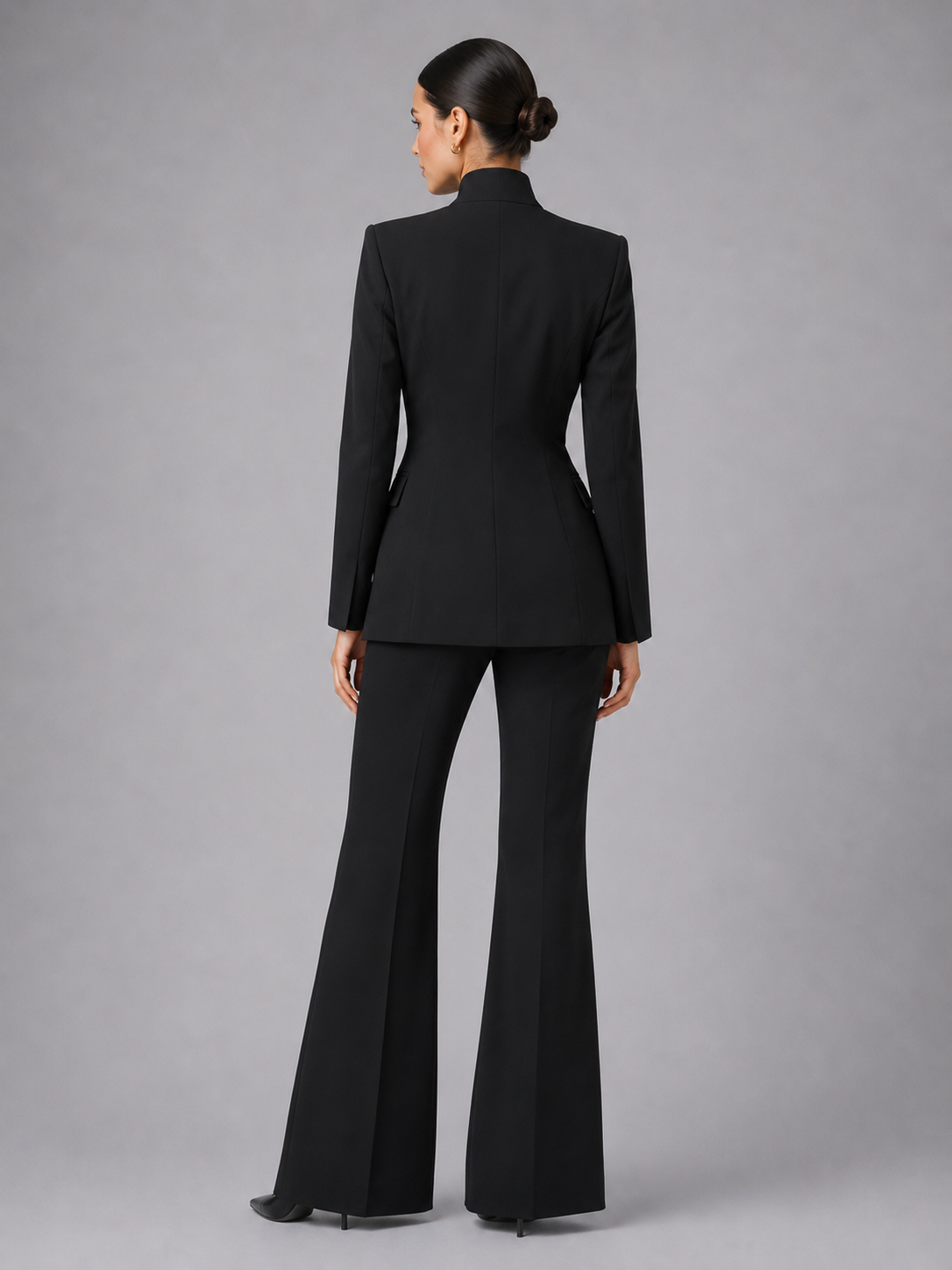 Women's Tailored Blazer and Wide Leg Trouser Suit Set