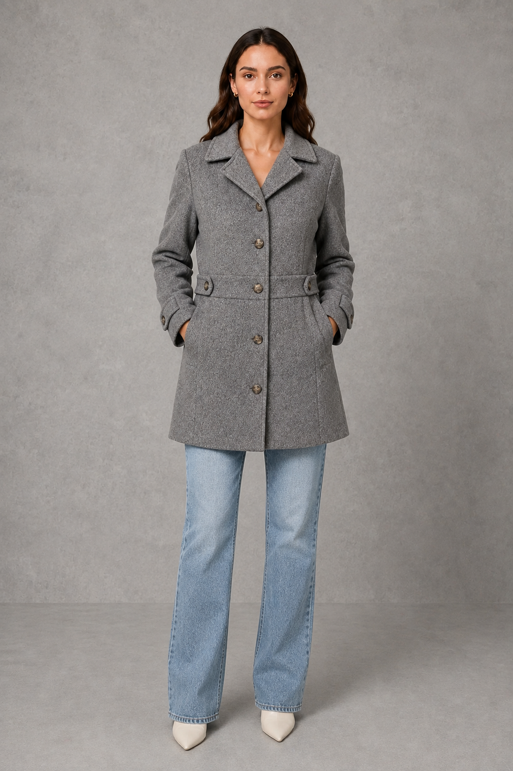 Women's Tailored Longline Winter Coat with Button Front