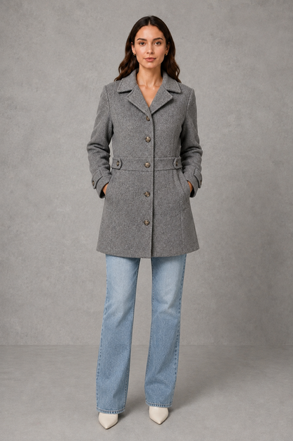 Women's Tailored Longline Winter Coat with Button Front