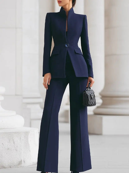 Women's Tailored Two Piece Blazer and Trouser Suit Set