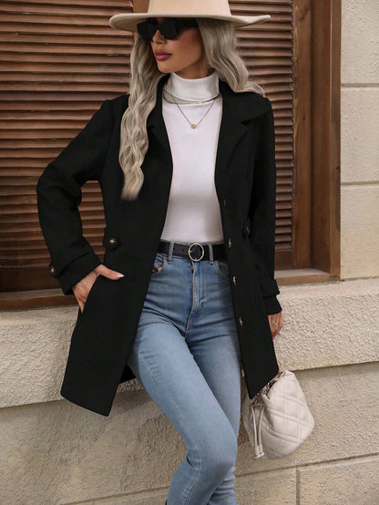 Women's Tailored Winter Trench Coat with Belt