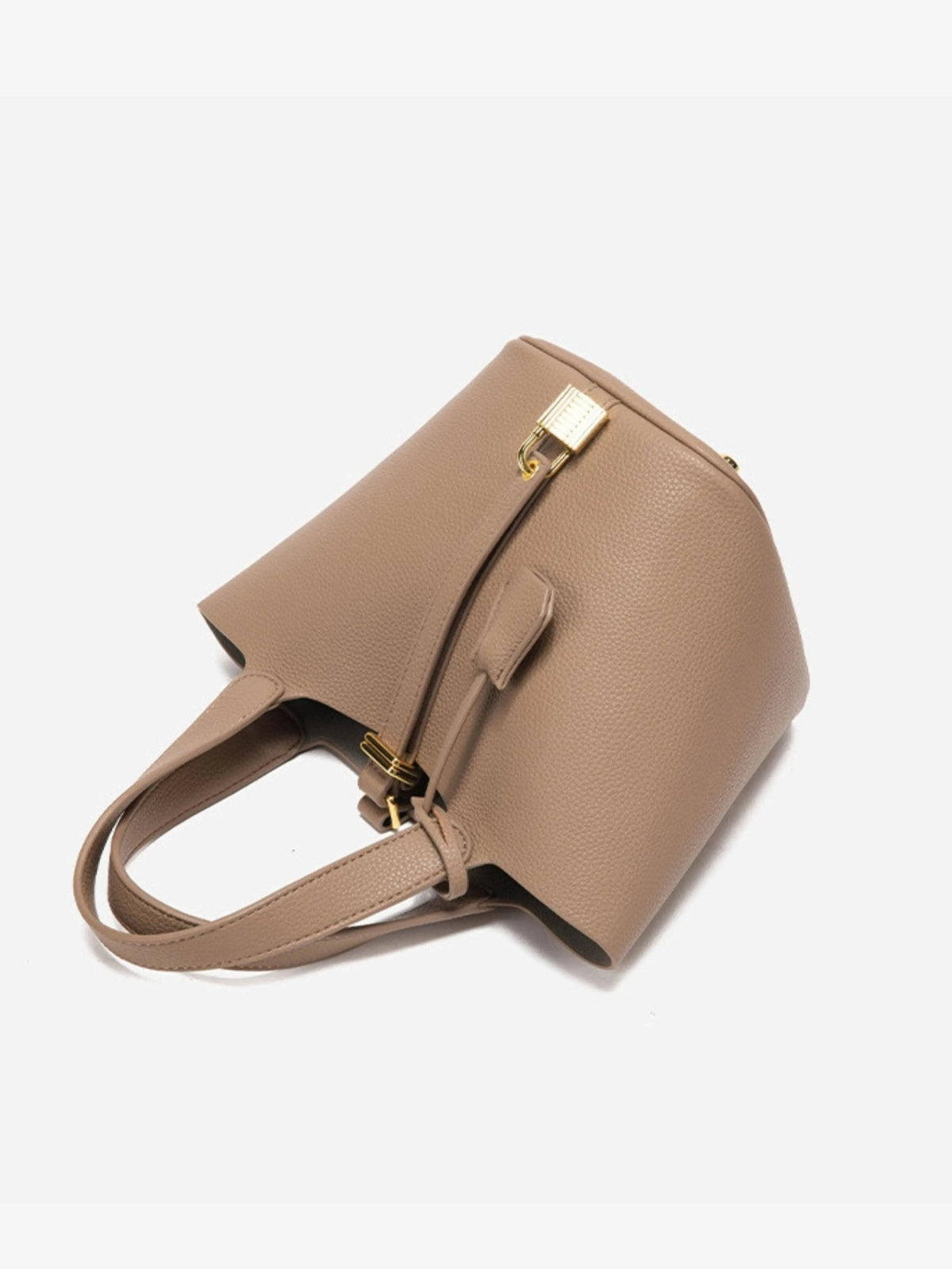 Women's Taupe Leather Bucket Bag