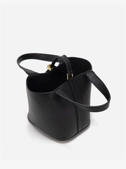 Women's Taupe Leather Bucket Bag