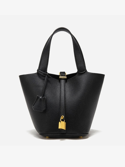 Women's Taupe Leather Bucket Bag