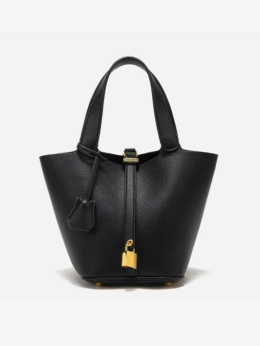 Women's Taupe Leather Bucket Bag