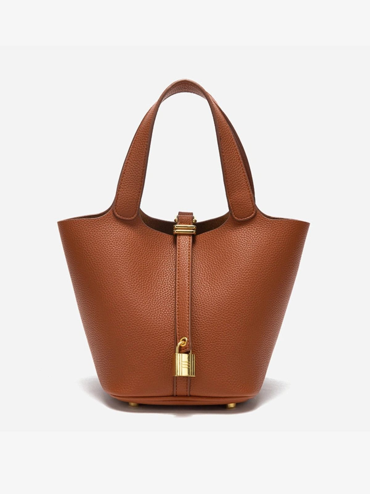 Women's Taupe Leather Bucket Bag