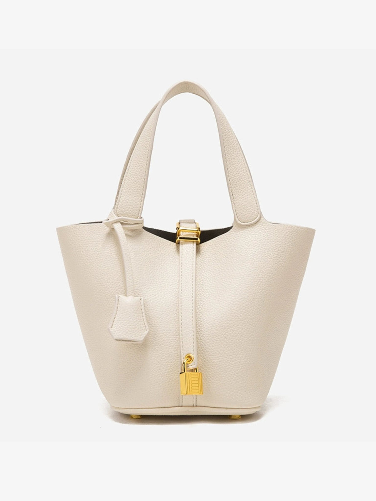 Women's Taupe Leather Bucket Bag