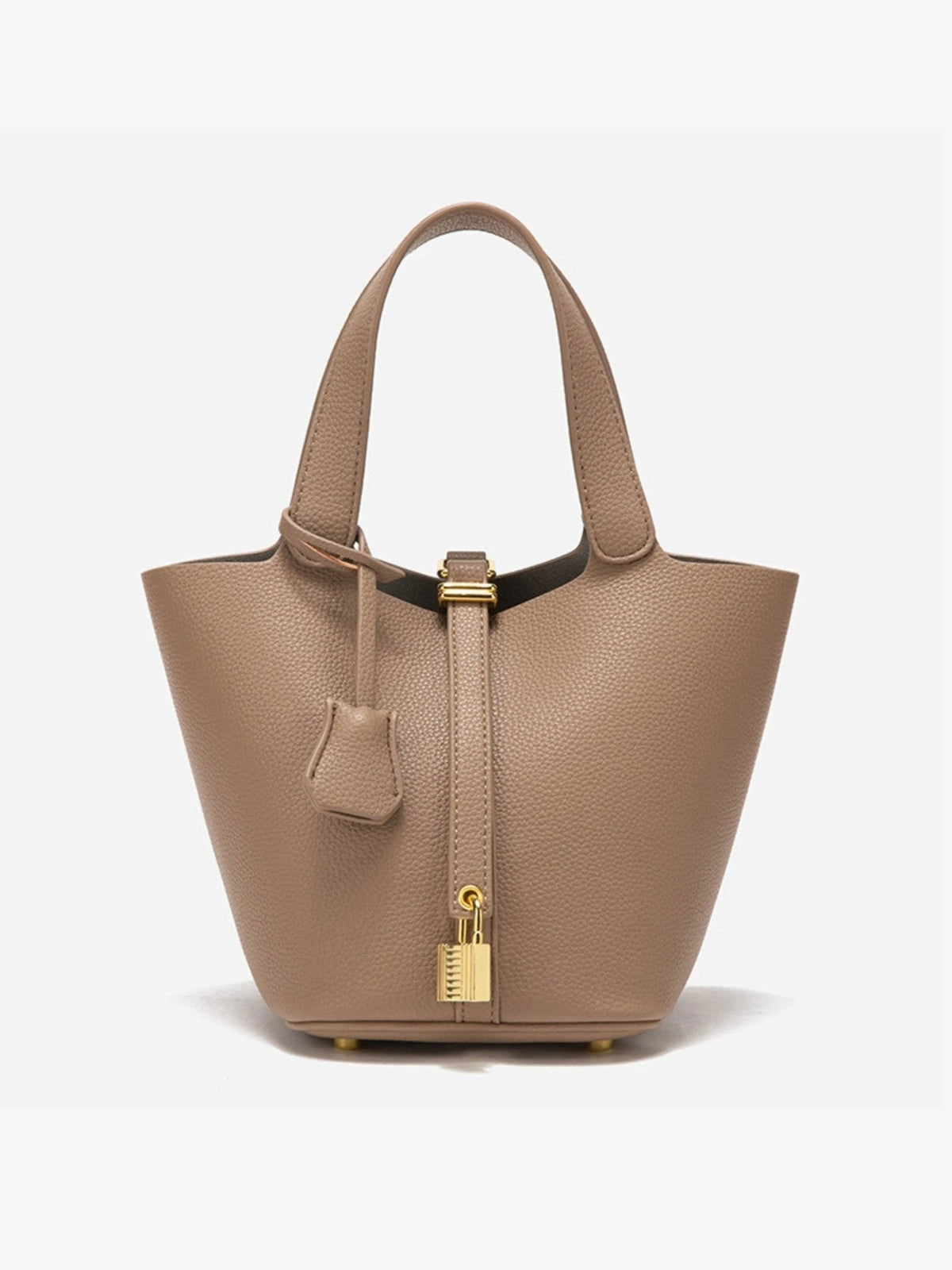 Women's Taupe Leather Bucket Bag