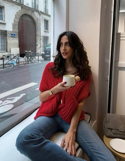 Women's Textured Knit Button Front Vest