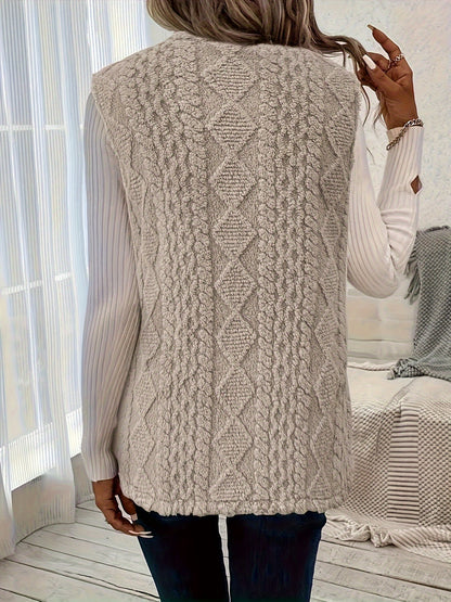 Women's Textured Longline Sleeveless Vest with pockets
