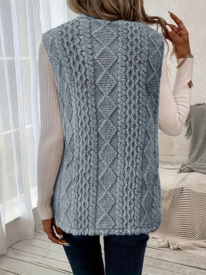 Women's Textured Longline Sleeveless Vest with pockets