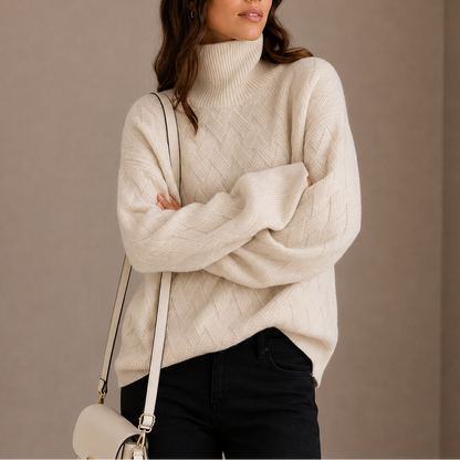 Women's Textured Turtleneck Knit Jumper