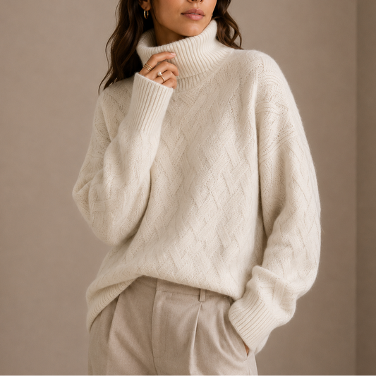 Women's Textured Turtleneck Knit Jumper