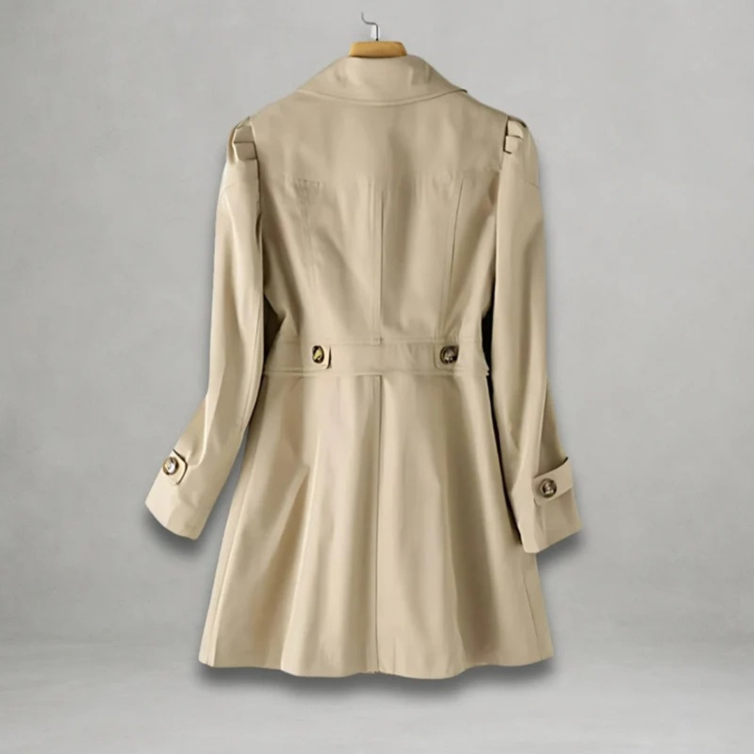 Women's Trench Coat with Statement Collar and Button Front