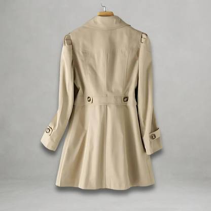 Women's Trench Coat with Statement Collar and Button Front