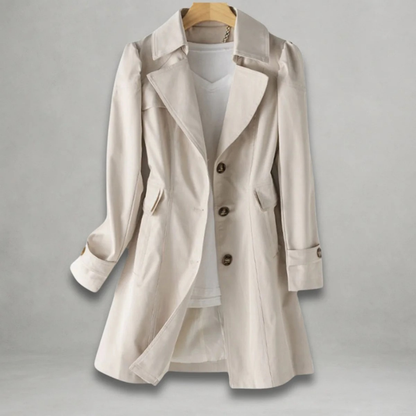 Women's Trench Coat with Statement Collar and Button Front