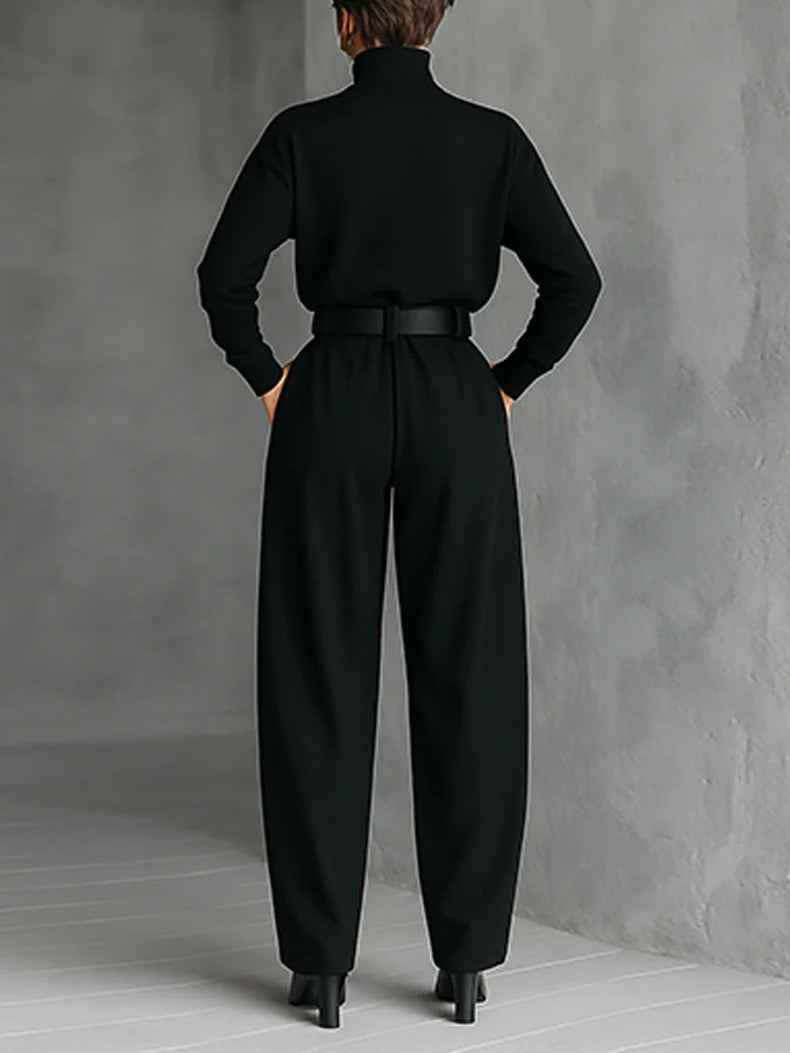 Women's Turtleneck Top And Trouser Two Piece Set