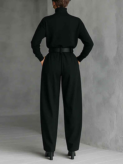 Women's Turtleneck Top And Trouser Two Piece Set