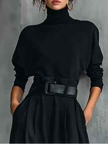 Women's Turtleneck Top And Trouser Two Piece Set
