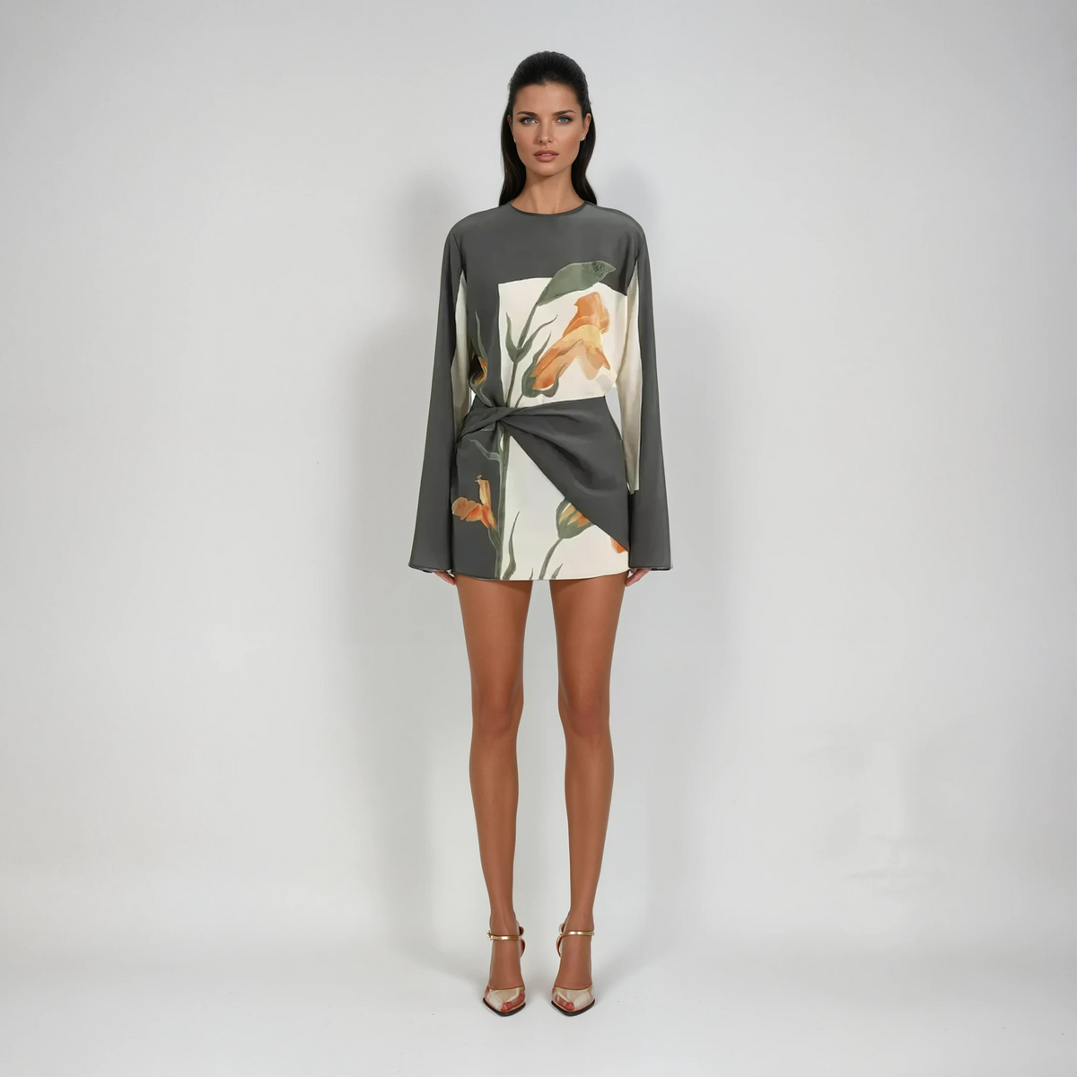 Women's Twist Floral Cocktail Mini Dress