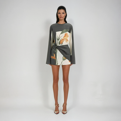 Women's Twist Floral Cocktail Mini Dress