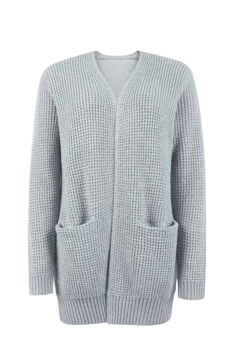 Women's Waffle Knit Open Front Cardigan