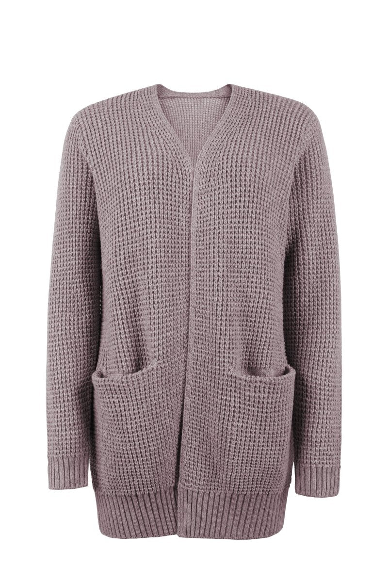 Women's Waffle Knit Open Front Cardigan