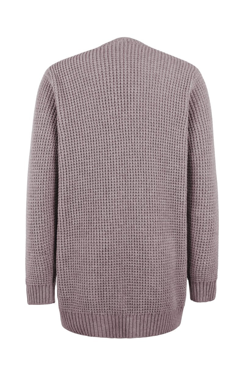 Women's Waffle Knit Open Front Cardigan