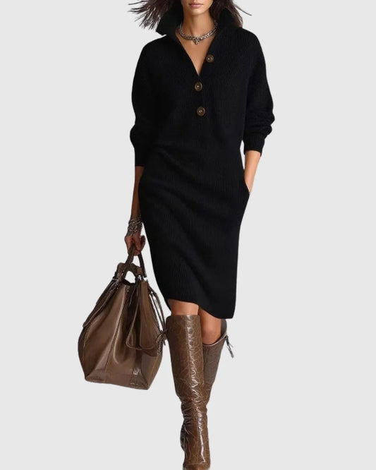 Women's Warm Winter Knit Midi Dress